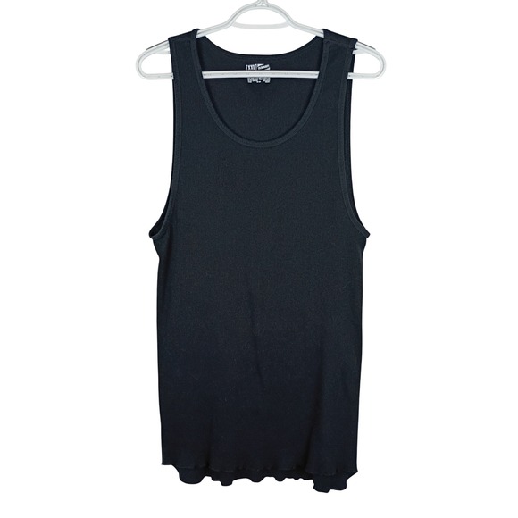 Old Navy Tops - Old Navy Womens XXL Ribbed Tunic Tank Top Black Lettuce Hem 100% Cotton Scoop